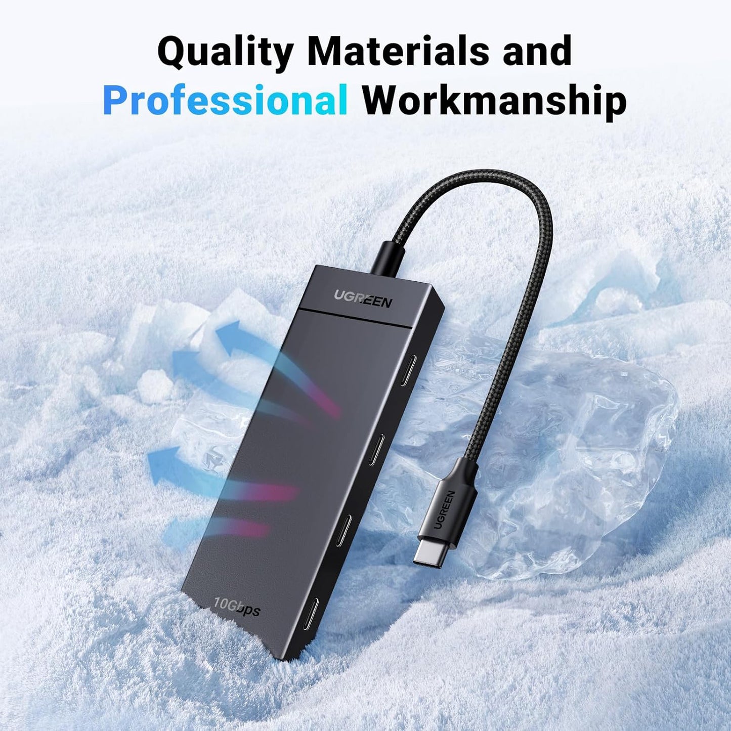 Hub USB-C UGREEN CM806, 4 x USB-C, 0.5m, Μαύρο