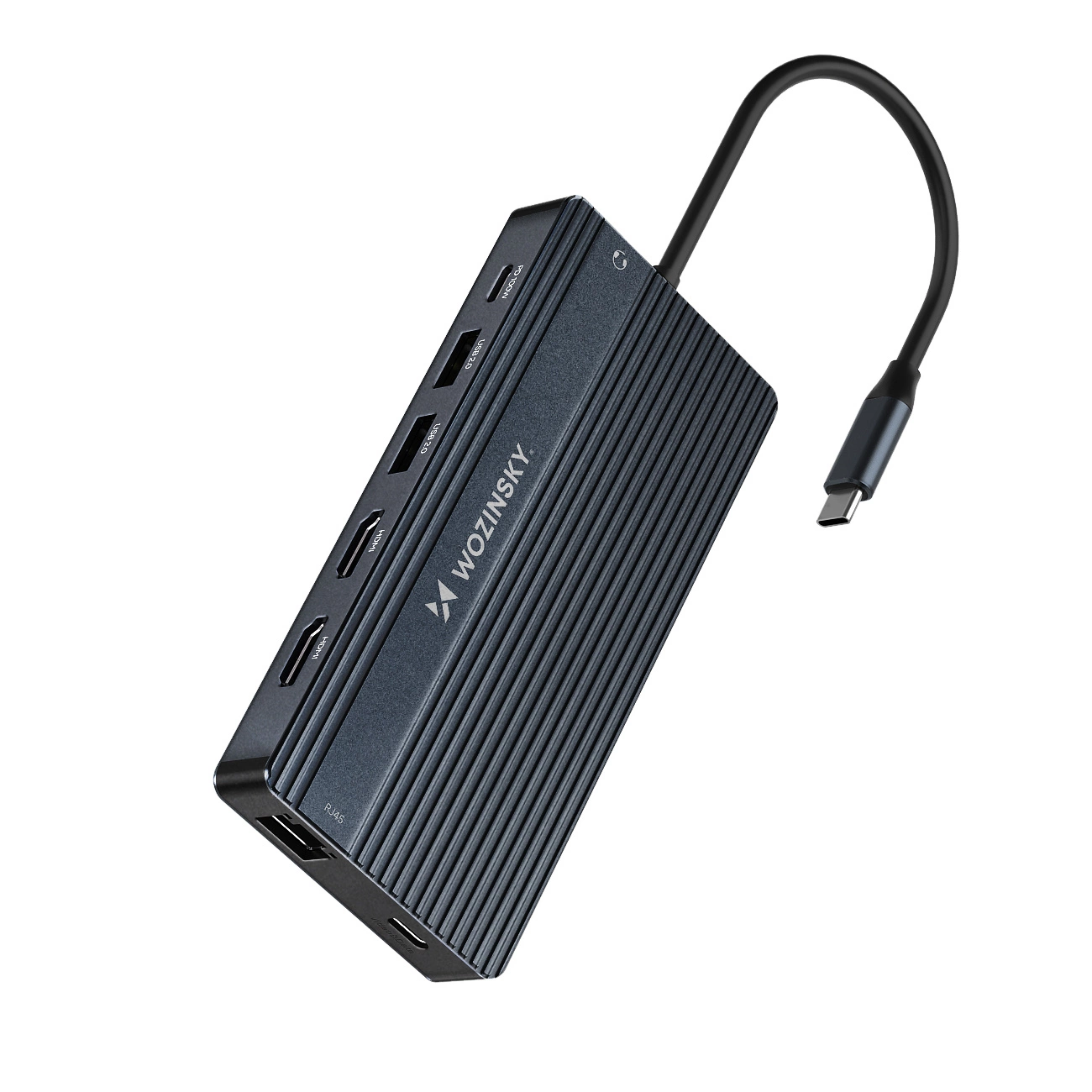 Hub USB-C WZK WDS03Y5S, 1 x USB-A 3.1 - 2 x USB-A - 5 x USB-C - 2 x HDMI - 1 x Jack 3.5mm - 1 x RJ45 - 1 x SD - 1 x microSD, Γκρι