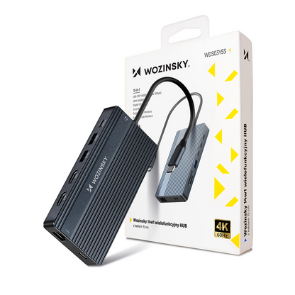 Hub USB-C WZK WDS03Y5S, 1 x USB-A 3.1 - 2 x USB-A - 5 x USB-C - 2 x HDMI - 1 x Jack 3.5mm - 1 x RJ45 - 1 x SD - 1 x microSD, Γκρι