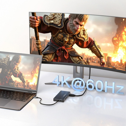 Hub USB-C WZK WDS03Y5S, 1 x USB-A 3.1 - 2 x USB-A - 5 x USB-C - 2 x HDMI - 1 x Jack 3.5mm - 1 x RJ45 - 1 x SD - 1 x microSD, Γκρι
