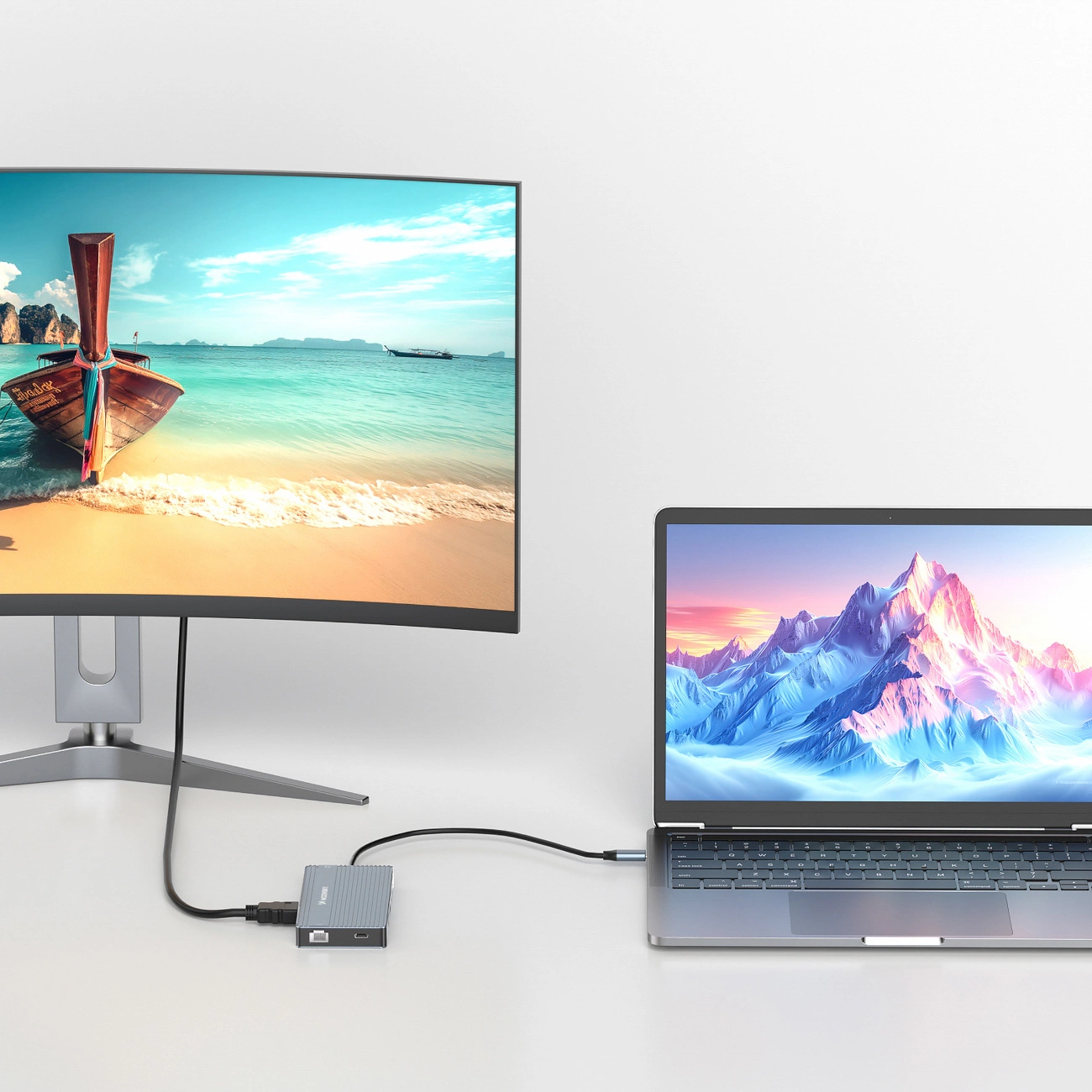 Hub USB-C WZK WDS03Y5S, 1 x USB-A 3.1 - 2 x USB-A - 5 x USB-C - 2 x HDMI - 1 x Jack 3.5mm - 1 x RJ45 - 1 x SD - 1 x microSD, Γκρι