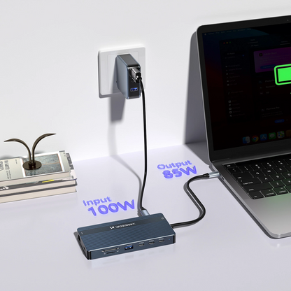 Hub USB-C WZK WDS03Y5S, 1 x USB-A 3.1 - 2 x USB-A - 5 x USB-C - 2 x HDMI - 1 x Jack 3.5mm - 1 x RJ45 - 1 x SD - 1 x microSD, Γκρι