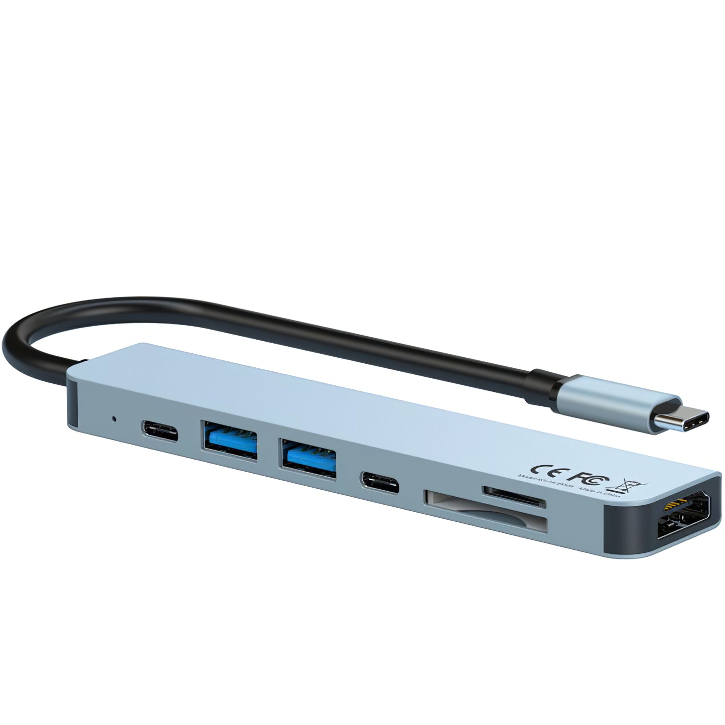 Hub USB-C XO Design HUB008, 2 x USB-A - 2 x USB-C - 1 x HDMI - 1 x SD - 1 x microSD, Gri