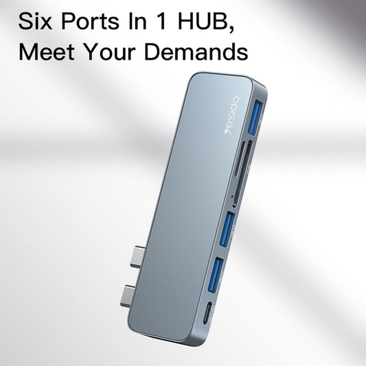 Hub USB-C Yesido HB10 για Apple MacBook Pro / Air, 6σε1, Γκρι