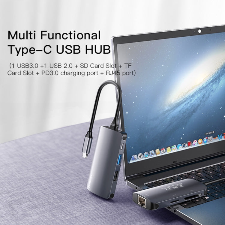 Hub USB-C Yesido HB15, 6in1, Γκρι