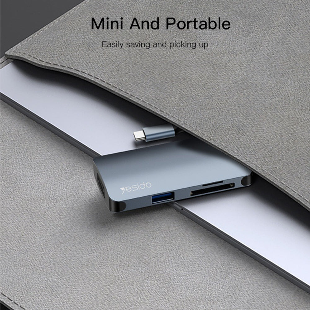 Hub USB-C Yesido HB16, 7in1, Γκρι