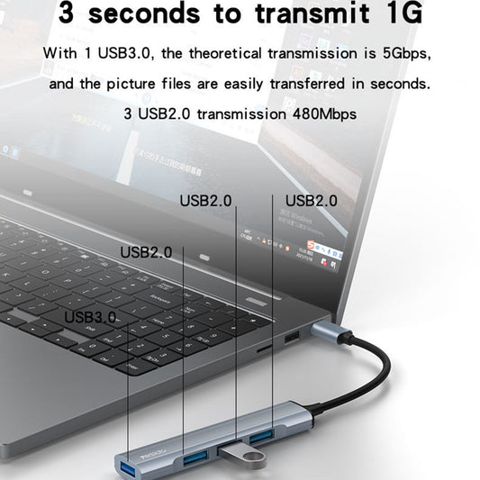 Hub USB-C Yesido HB17, 4in1, Γκρι