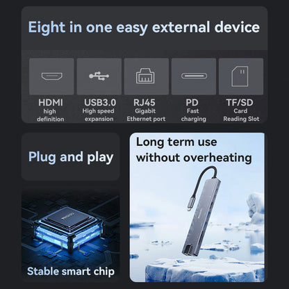 Hub USB-C Yesido HB27, 8in1, Γκρι