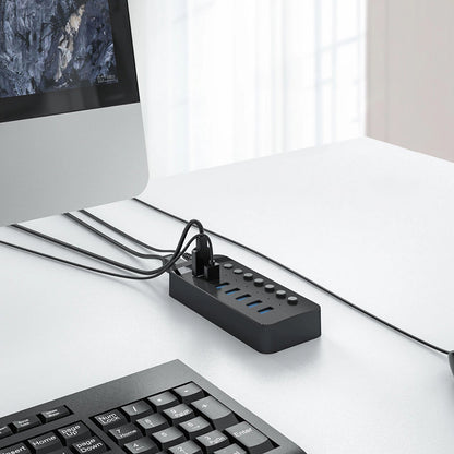 Hub USB Orico CT2U3-7AB, 7 x USB-A 3.0, Μαύρο