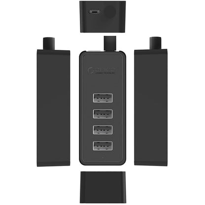 Hub USB Orico W5P-U2-100, 4 x USB-A, 1m, Μαύρο