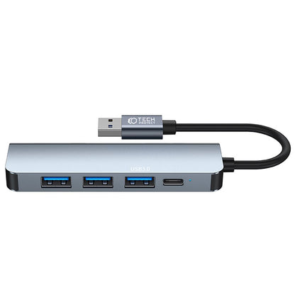 USB Hub Tech-Protect V0, 3 x USB-A 3.0 - 1 x USB-A - 1 x USB-C, γκρι