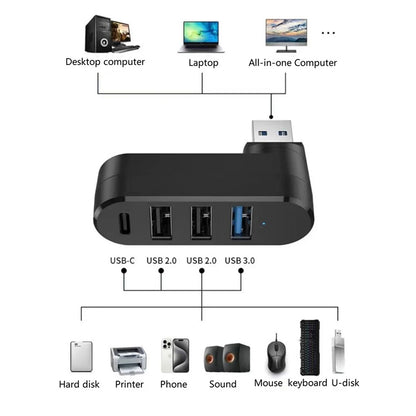 Hub USB Techsuit H17 SplitterNode, 4in1, Μαύρο