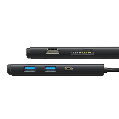 Hub USB-C Baseus Lite, 2 x USB-A 3.0 - 1 x USB-C - 1 x HDMI - 1 x SD - 1 x microSD, Μαύρο WKQX050101