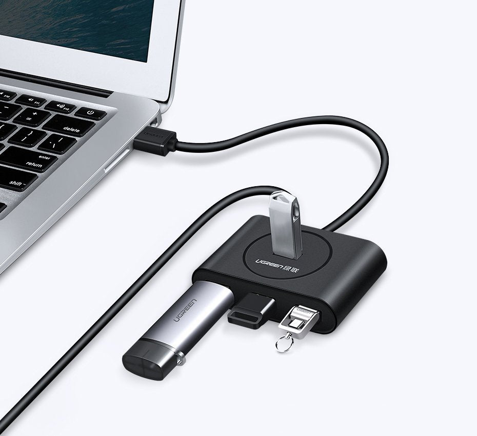 Hub USB UGREEN CR113, 4 x USB-A 3.0, 1m, Μαύρο