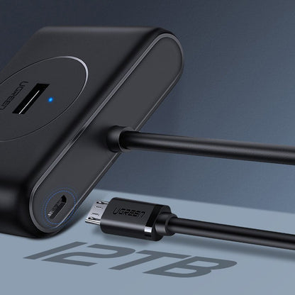 Hub USB UGREEN CR113, 4 x USB-A 3.0, 1m, Μαύρο