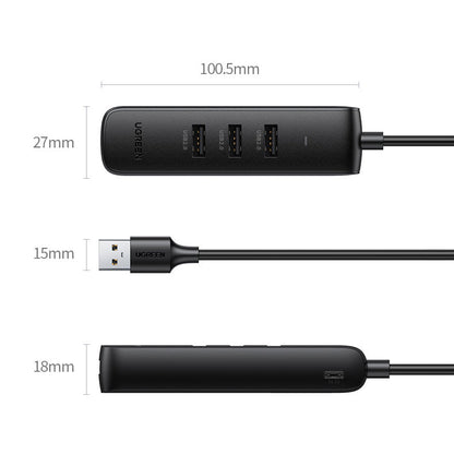 Hub USB UGREEN CM416, 4 x USB-A 3.0, 1m, Μαύρο