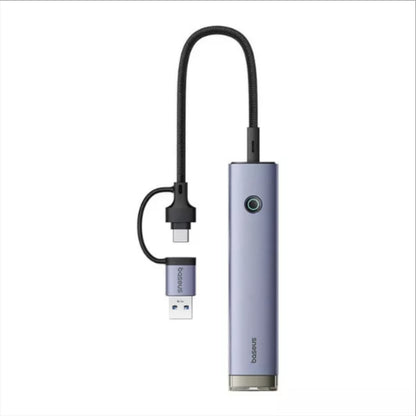Hub USB / USB-C Baseus UltraJoy, 3 x USB-A 3.0 - 1 x USB-C - 1 x RJ45, Γκρι B0005280B811-14