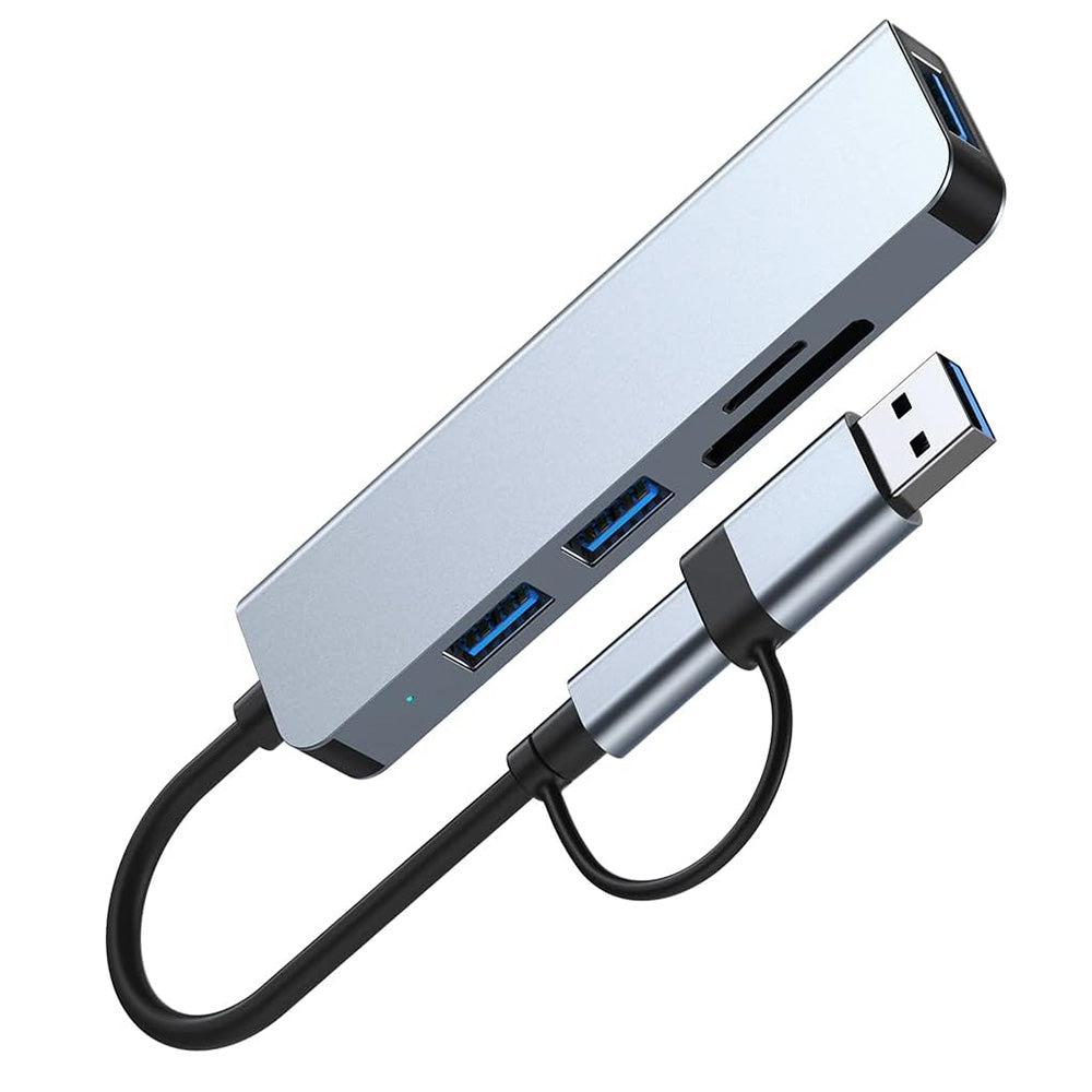 Hub USB / USB-C Techsuit H7 DataBridge, 5in1, Γκρι