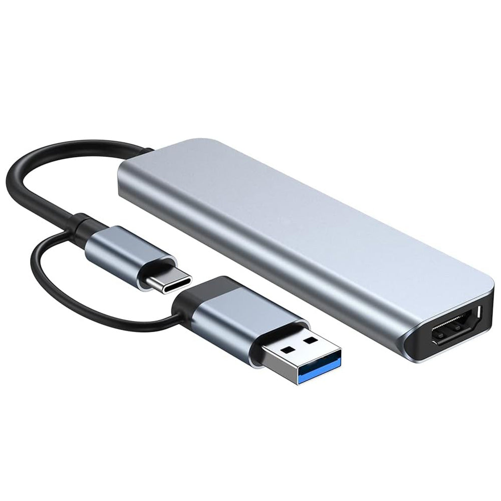Hub USB / USB-C Techsuit H7 DataBridge, 5in1, Γκρι