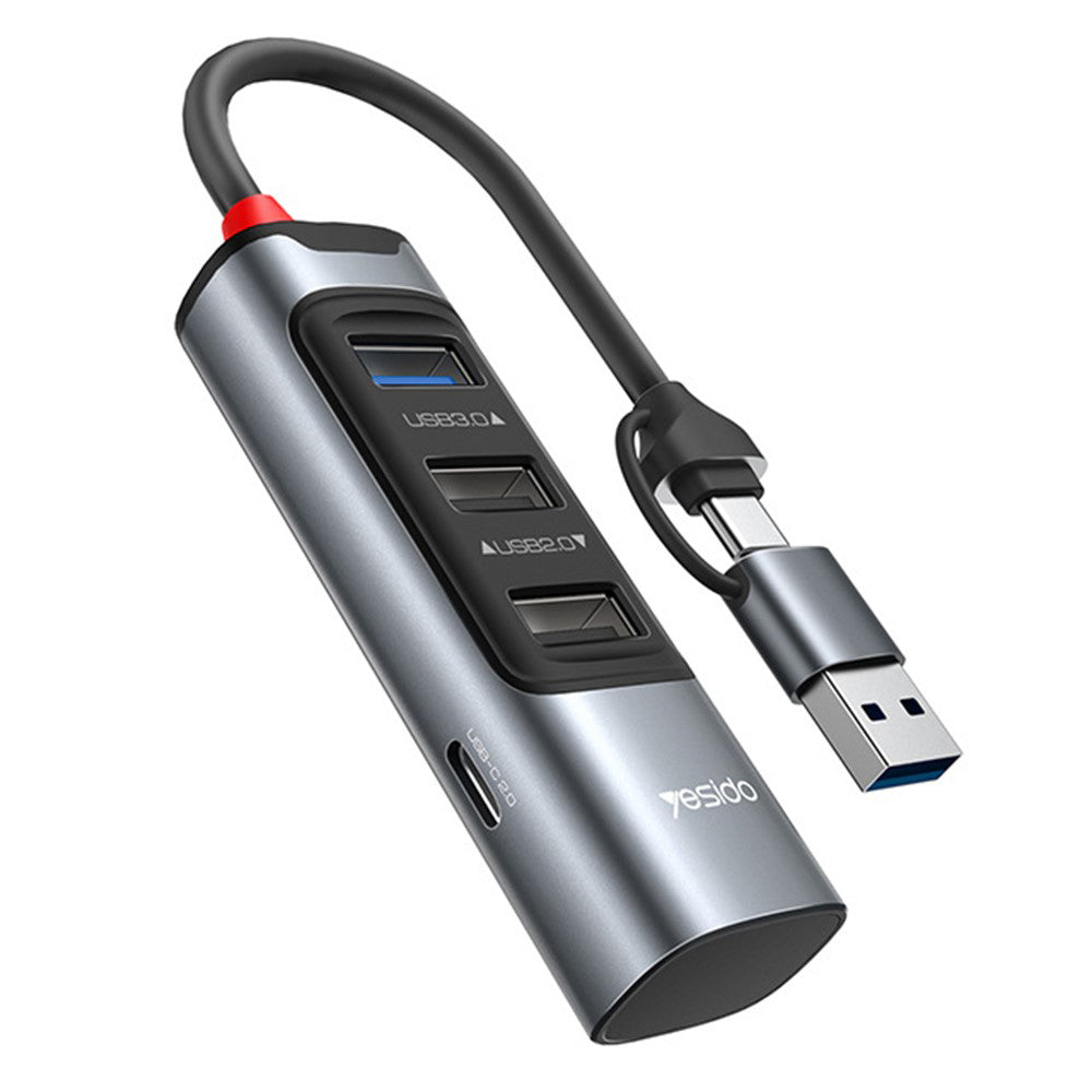 Hub USB / USB-C Yesido HB19, 4in1, Γκρι