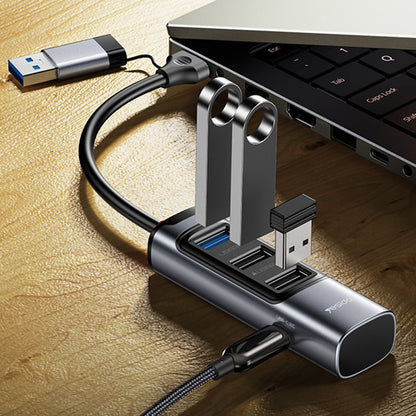 Hub USB / USB-C Yesido HB19, 4in1, Γκρι