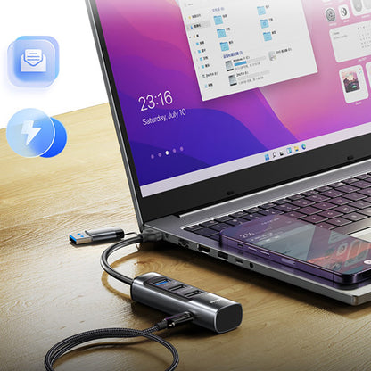 Hub USB / USB-C Yesido HB19, 4in1, Γκρι