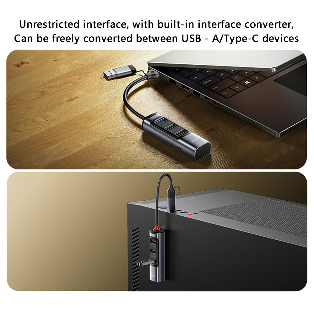 Hub USB / USB-C Yesido HB19, 4in1, Γκρι