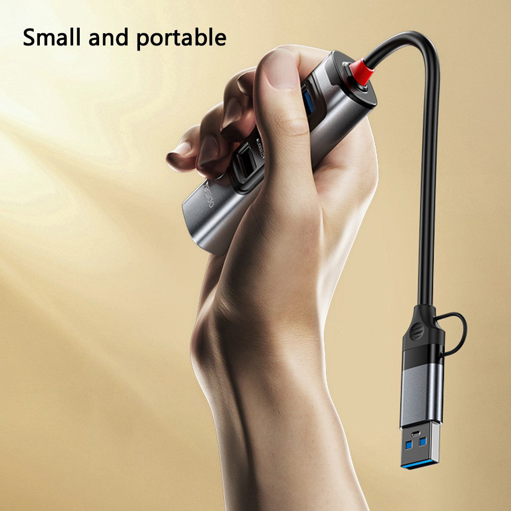 Hub USB / USB-C Yesido HB20, 5in1, Γκρι