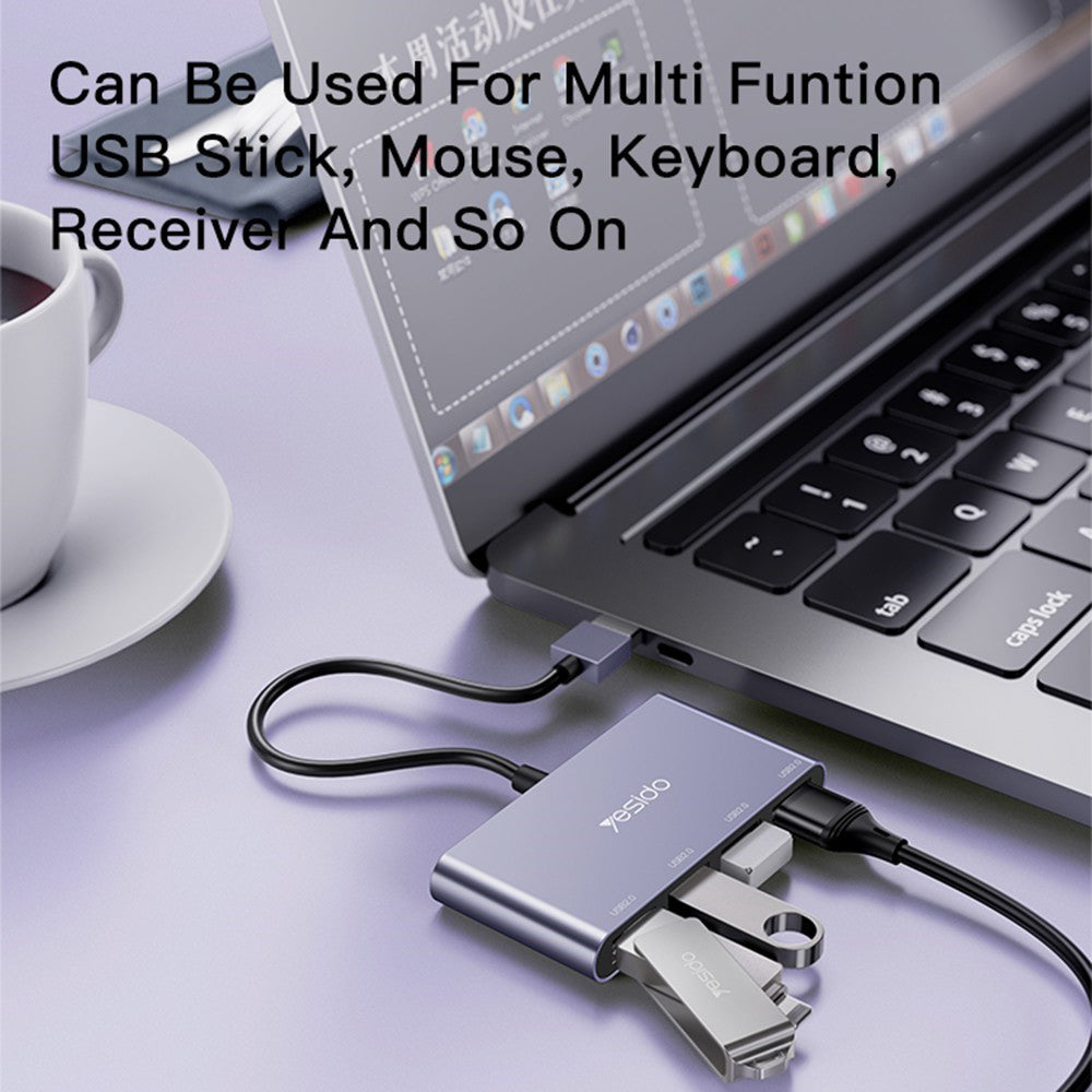 Hub USB Yesido HB12, 4in1, Γκρι