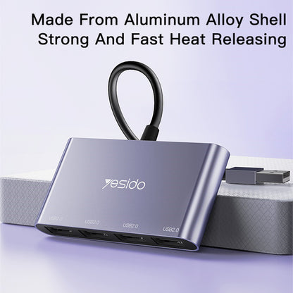 Hub USB Yesido HB12, 4in1, Γκρι