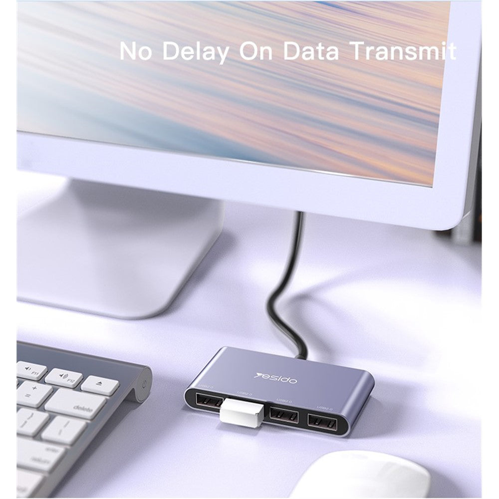 Hub USB Yesido HB12, 4in1, Γκρι