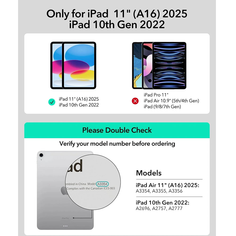 Θήκη με Πληκτρολόγιο για Apple iPad (2025) / (2022), ESR, Rebound, Γκρι