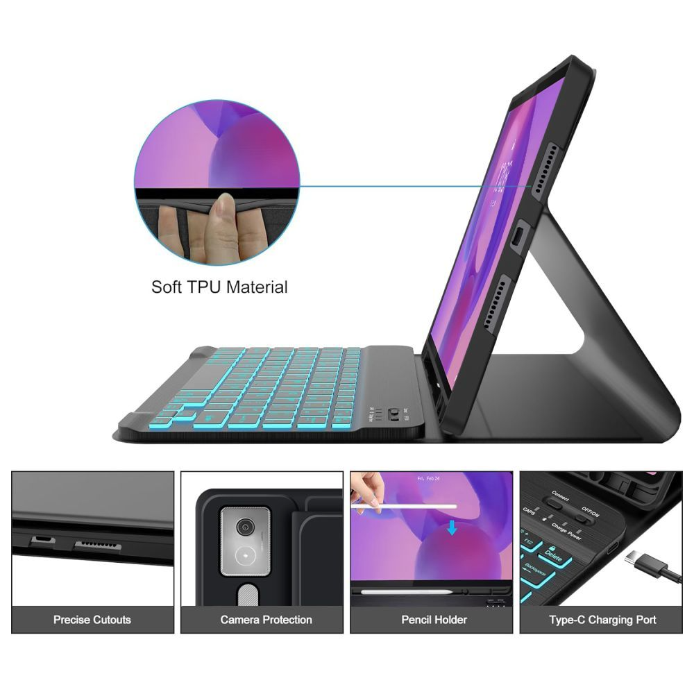 Θήκη με Πληκτρολόγιο για Lenovo Idea Tab Pro, Tech-Protect, SC PEN, Μαύρη