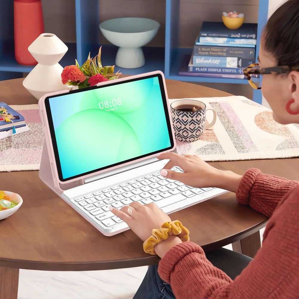 Θήκη με Πληκτρολόγιο για Samsung Galaxy Tab A11+ / Tab A9+, Tech-Protect, SC PEN, Ροζ