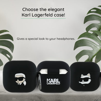 Θήκη Karl Lagerfeld 3D Karl & Choupette's Heads για Apple AirPods 4, Μαύρη