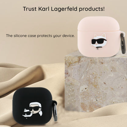 Θήκη Karl Lagerfeld 3D Karl & Choupette's Heads για Apple AirPods 4, Μαύρη