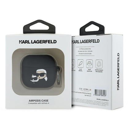 Θήκη Karl Lagerfeld 3D Karl & Choupette's Heads για Apple AirPods 4, Μαύρη