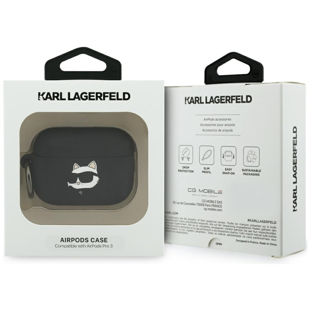 Θήκη Karl Lagerfeld Silicone Choupette's Head 3D για Apple AirPods Pro 3, Μαύρη