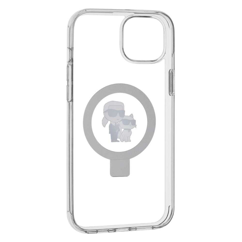 Θήκη MagSafe για Apple iPhone 15 Plus, Karl Lagerfeld, Ringstand Karl and Choupette, Λευκή, Επανασφραγισμένη