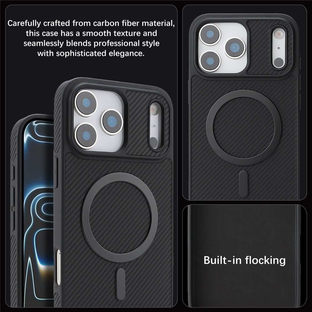 Θήκη MagSafe για Apple iPhone 17 Pro Max, OEM, Carbon Metal Ring, Μαύρο