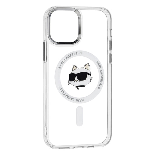 Θήκη MagSafe για Apple iPhone 12 / 12 Pro, Karl Lagerfeld, IML Metal Choupette's Head, Λευκή