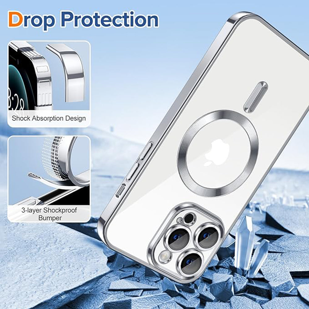 MagSafe Case for Apple iPhone 12 Pro Max, Techsuit, Luxury Crystal, Silver