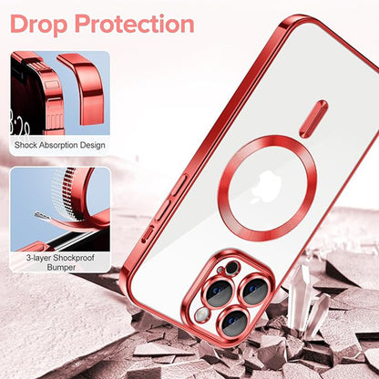 Θήκη MagSafe για Apple iPhone 12 Pro Max, Techsuit, Luxury Crystal, Κόκκινη