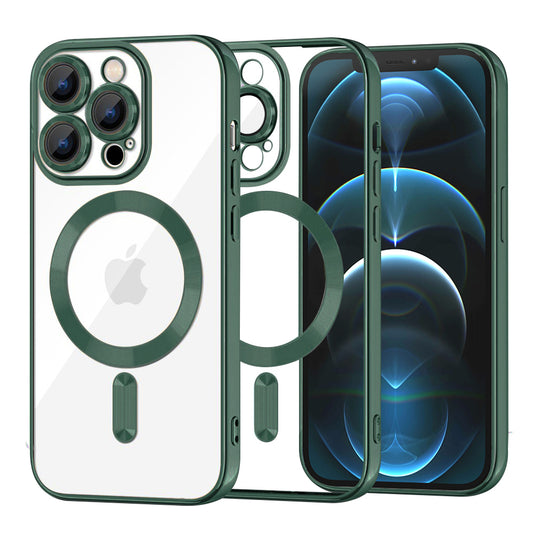 Θήκη MagSafe για Apple iPhone 12 Pro Max, Techsuit, Luxury Crystal, Σκούρο Πράσινο