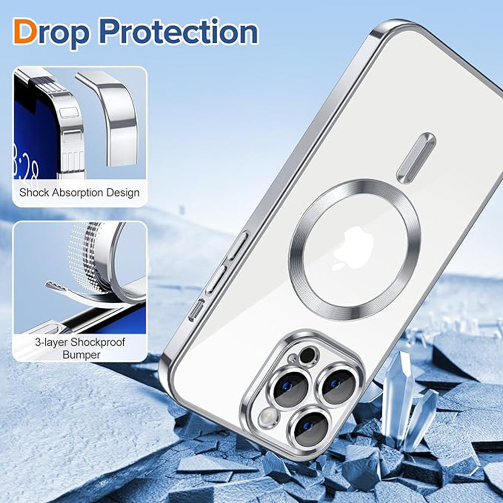 Θήκη MagSafe για Apple iPhone 13 Pro, Techsuit, Luxury Crystal, Ασημί