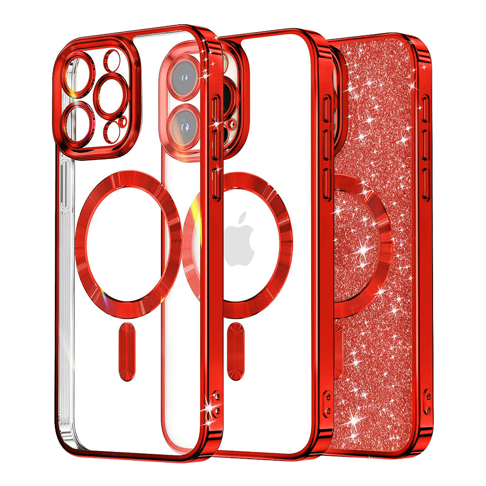 Θήκη MagSafe για Apple iPhone 13 Pro, Techsuit, Luxury Glitter, Κόκκινο