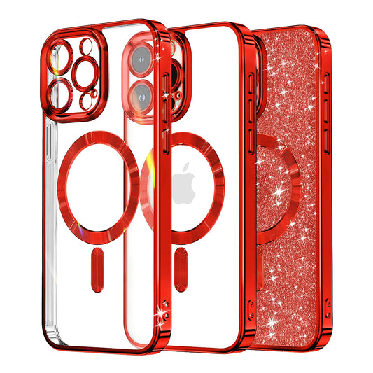 Θήκη MagSafe για Apple iPhone 13 Pro, Techsuit, Luxury Glitter, Κόκκινο