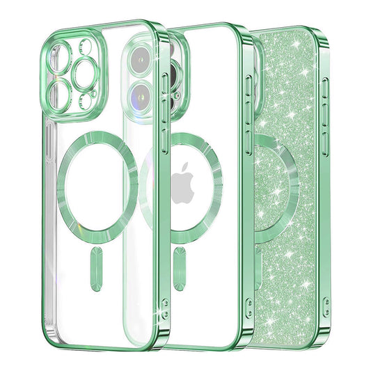 Θήκη MagSafe για Apple iPhone 13 Pro, Techsuit, Luxury Glitter, Ανοιχτό Πράσινο