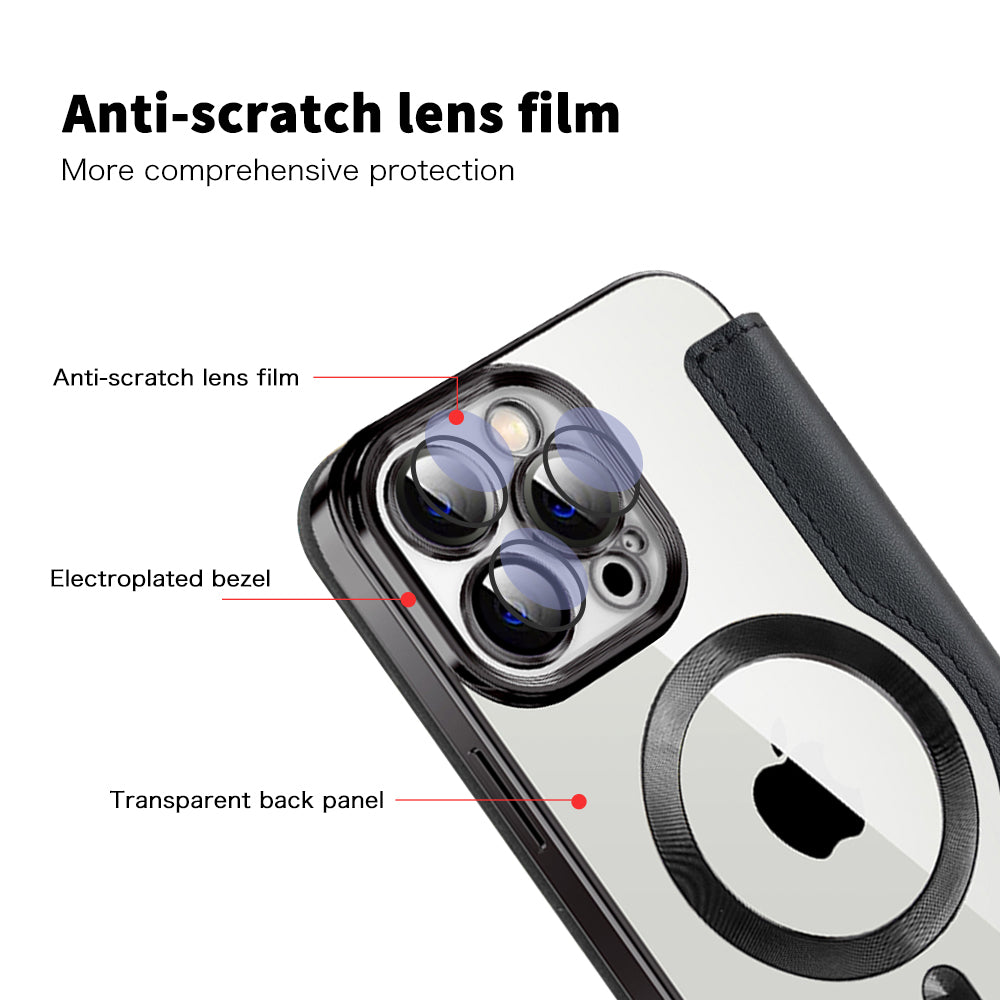 MagSafe Case for Apple iPhone 13 Pro, Techsuit, SmartMag Book, Black