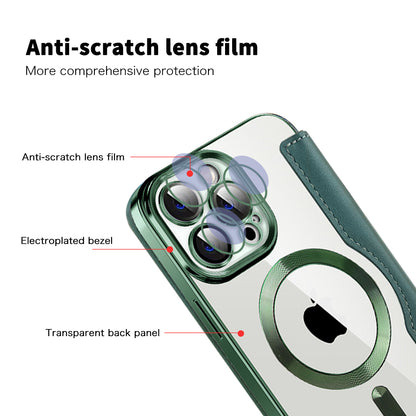 MagSafe Case for Apple iPhone 13 Pro, Techsuit, SmartMag Book, Green